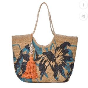 Antik Kraft Multi Blue Mehar Jute Large Scoop Neck Tote